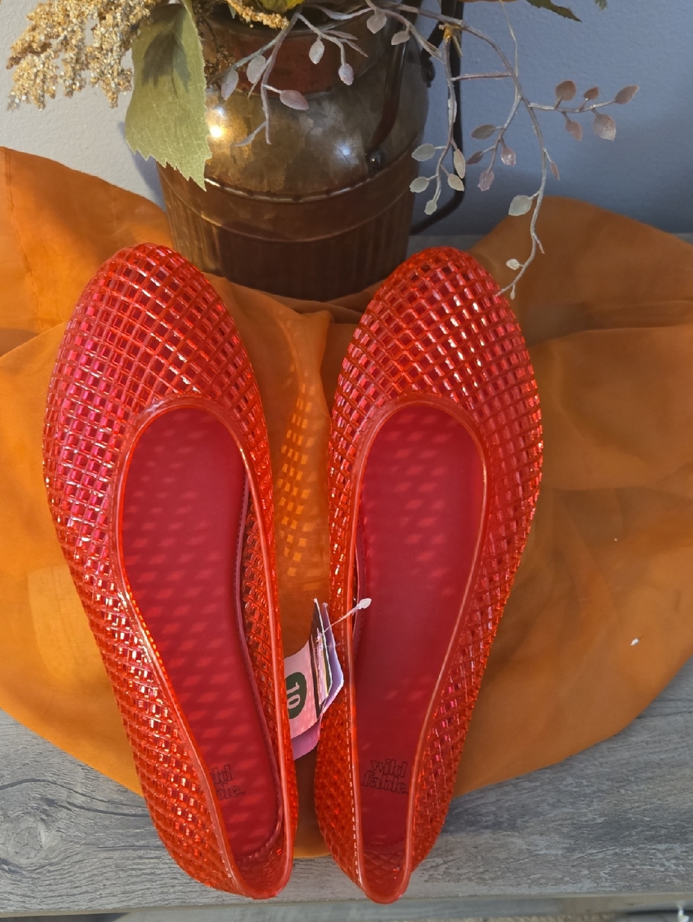 Red Women's Jelly Flats Wild Fable